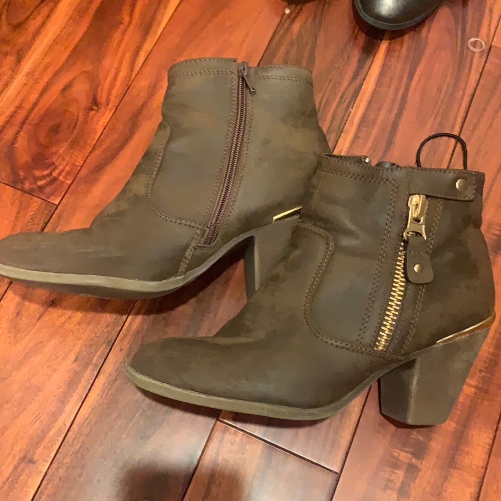Brown leather booties